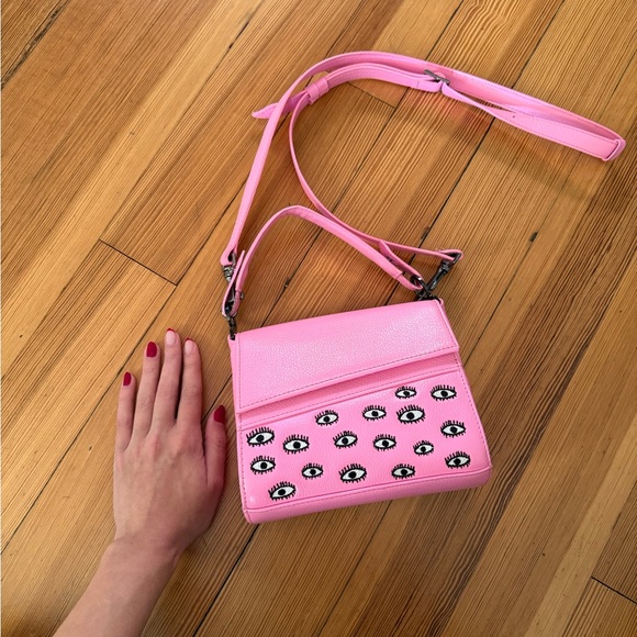 Anastasio Micro Crossbody Handbag Bubblegum Pink Leather - Eyes Embroidery - Picture 7 of 11